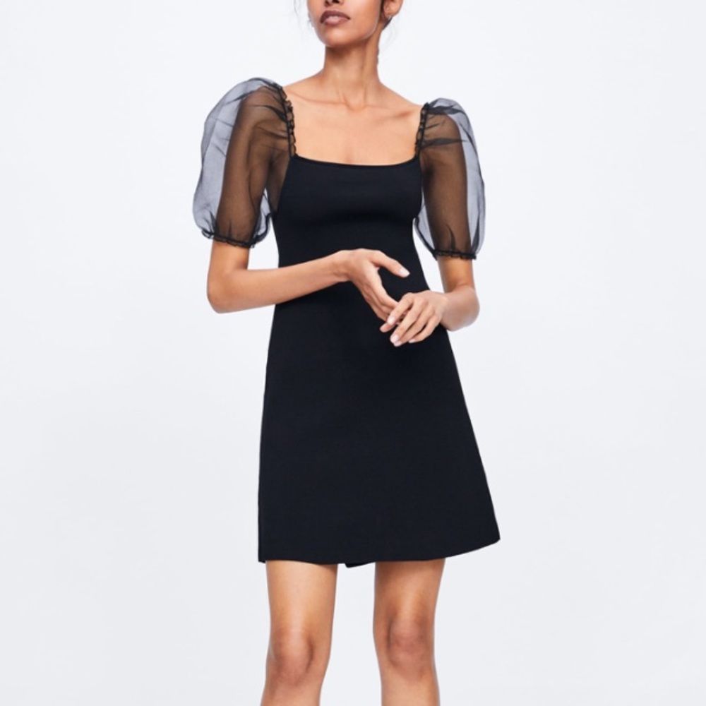 Zara black ballon sleeve knit dress - Picture 3 of 8